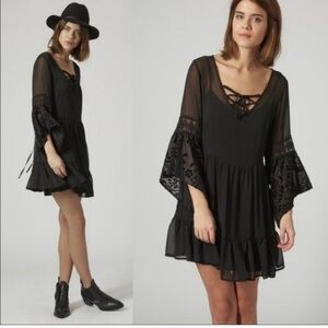 Band of Gypsies Sheer Ruffle Dress w/Neck Laces